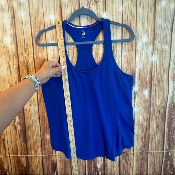 Tommy Hilfiger Women’s Blue Racerback Tank Top Side Logo Letters Size Medium - Picture 7 of 8